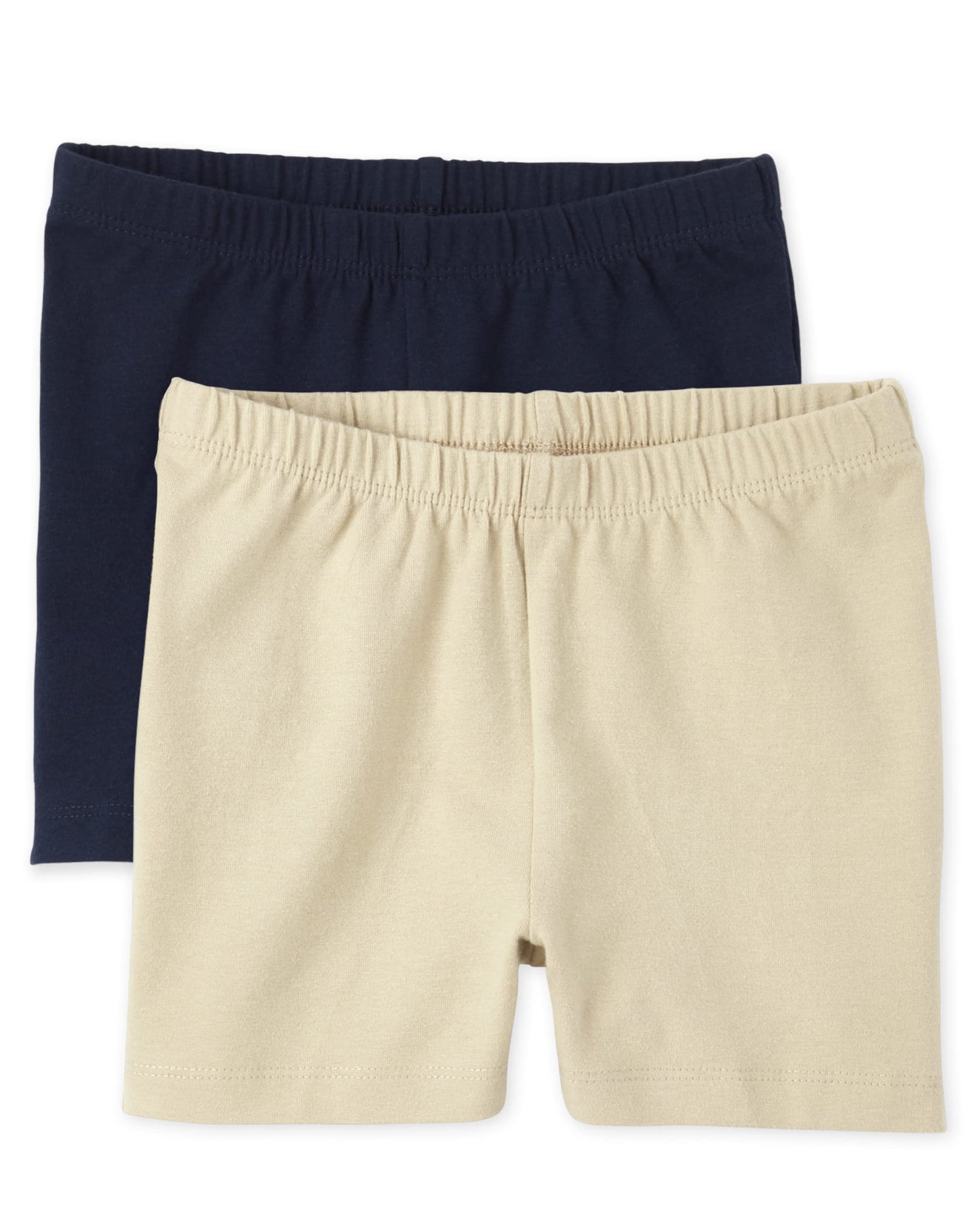 The Children's Place Girls' 2 Pack Basic Cartwheel Short, Sandy/Tidal, X-Small