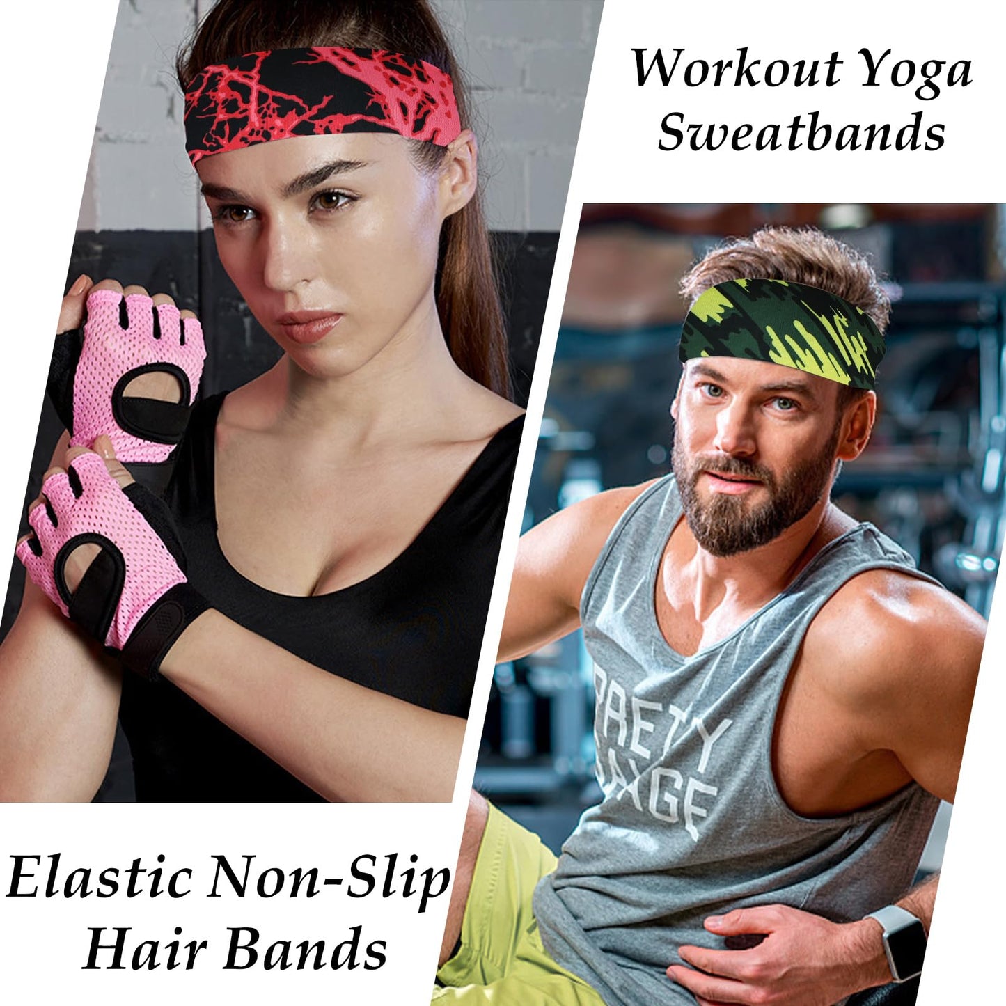 FULZTEY Wide Headbands for Women Man Lightning Hairbands Elastic Yoga Workout Bandana Headwraps Soft Cotton Turban Non Slip Sports Sweat Bands for Head Fashion Hair Accessories 6Pcs