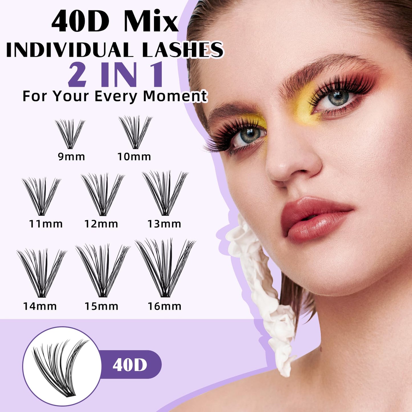 Lash Extension Kit for Beginners 280pcs Eyelash Extension Kit 40D 9-16 Mixed Lash Clusters Kit C Curl Lash Kit with Lash Bond and Seal Individual Lashes Kit DIY (KIT,40D-C-9-16MIX)