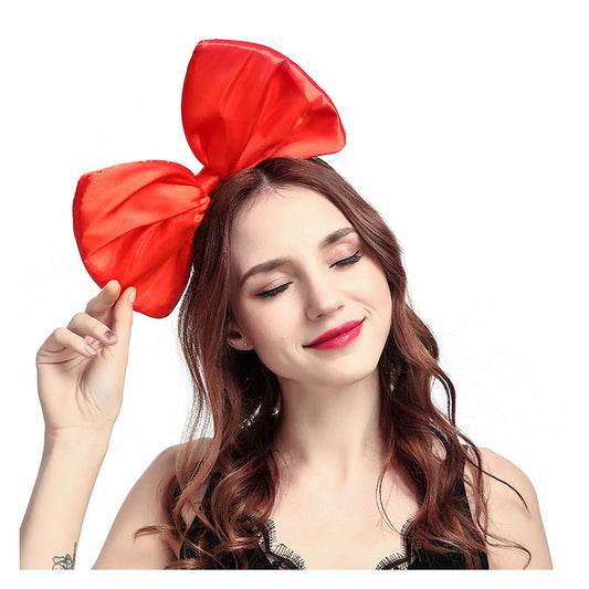 Halloween Bow Headband Big Bowknot Hair Hoops Huge Bow Headpiece Women Fluffy Bow Hair Bands Hairband Christmas Holiday Party Decoration Cosplay Costume Cute Handmade Hair Accessories 1 Pack Red