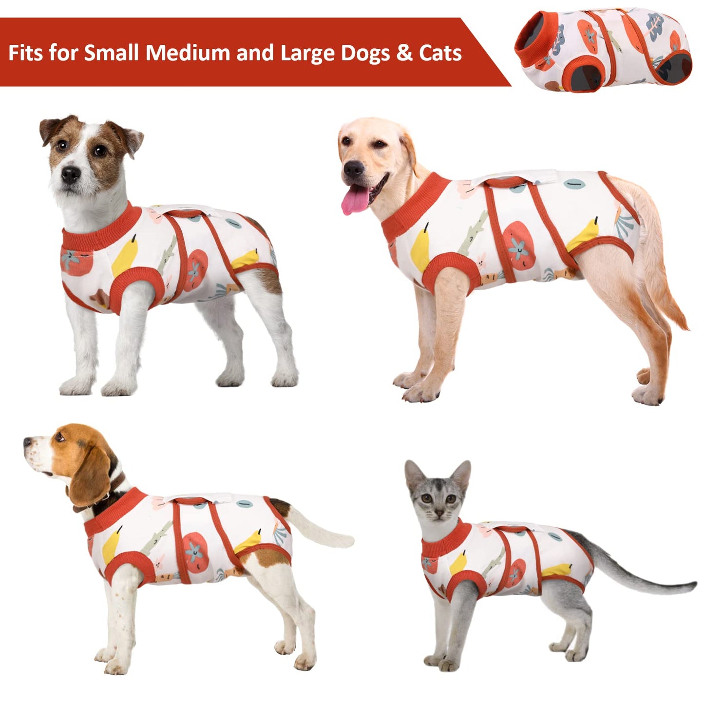 Kuoser Recovery Suit for Dogs Cats After Surgery, Professional Pet Recovery Shirt Dog Abdominal Wounds Bandages, Substitute E-Collar & Cone,Prevent Licking Dog Onesies Pet Surgery Recovery Suit