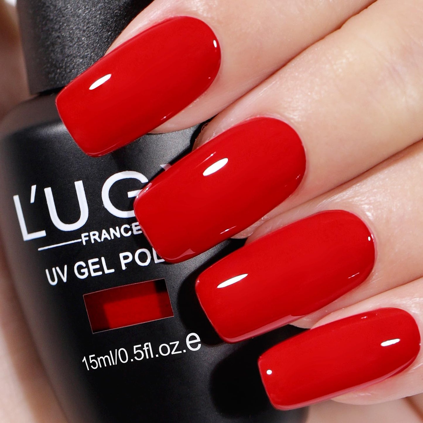 L'UGX Red Gel Polish, 1 Pcs 15ML Brigh Red Gel Nail Polish Soak Off UV Gel Colors for Nails Art DIY Manicure & Pedicure at Home Salon Holiday Gifts for Women LGS-714