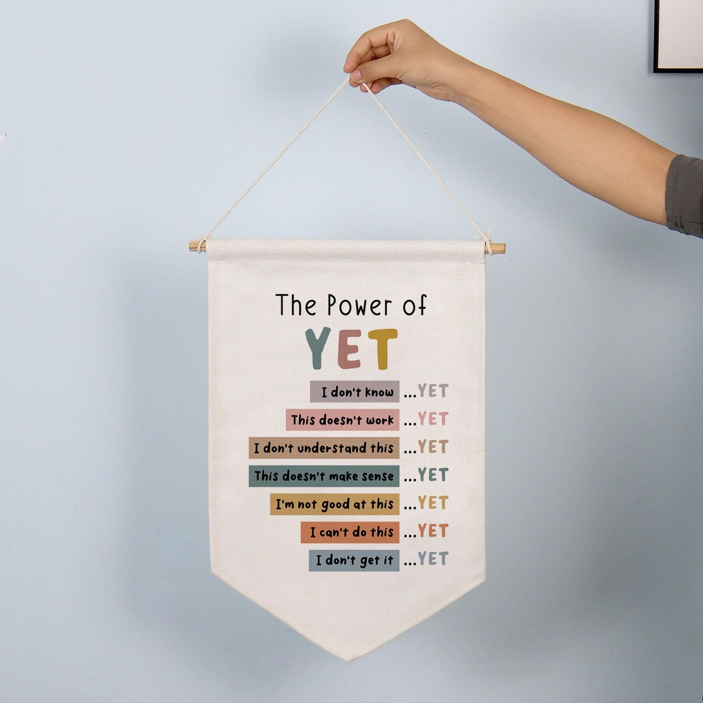 The Power of Yet Wall Hanging Flag Therapy Office Decor Poster Kids Room Wall Decor Boho Classroom Growth Mindset Mental Health Pennant Flag Classroom Decor School Counselor Banners