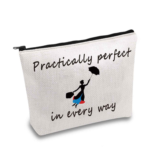 JXGZSO Mary Quote Makeup Bag Pencil Bag Practically Perfect in Every Way Movie Inspired Gift