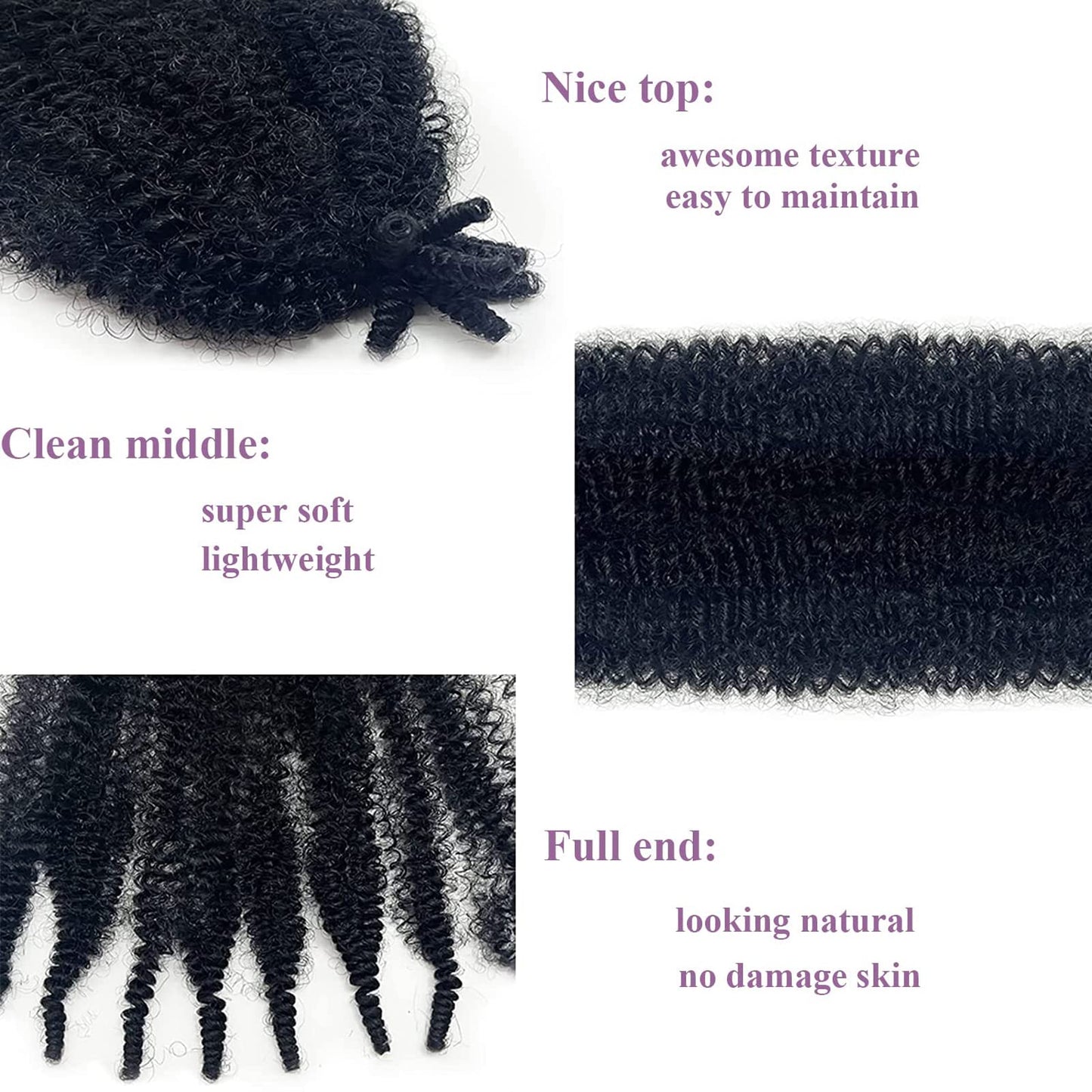 Viovian 8 Packs Springy Afro Twist Hair 16 inch Afro Spring Twist Hair Synthetic Kinky Marley Twist Braiding Hair Natural Black Wrapping Hair for Soft Locs (1b#)