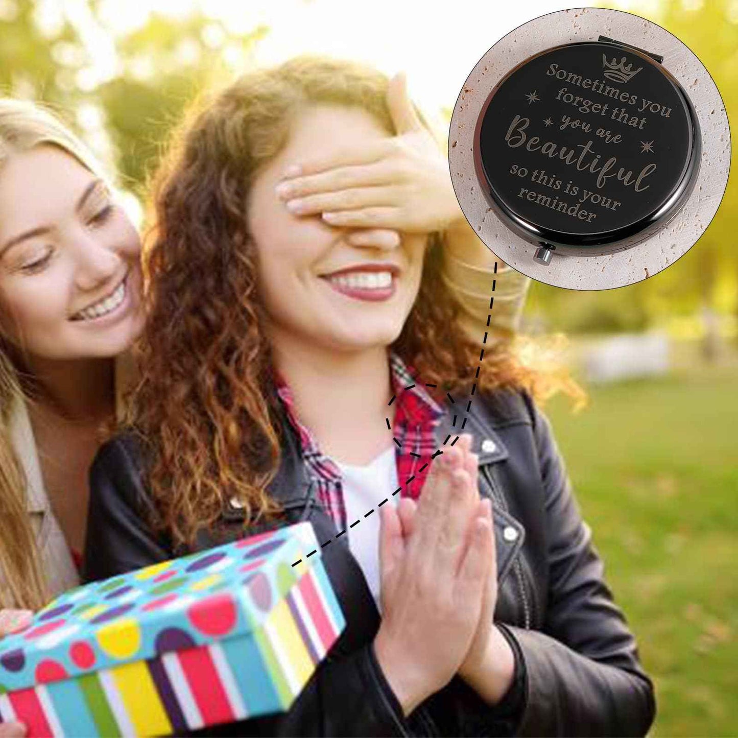STVK 2025 Stocking Stuffers for Women Girl, Xmas Gifts for College Girls, Inspirational Makeup Compact Mirror for Girls, Anxiety Relief Item, Birthday Gifts for Daughter, 7th 8th Grade School Supplies