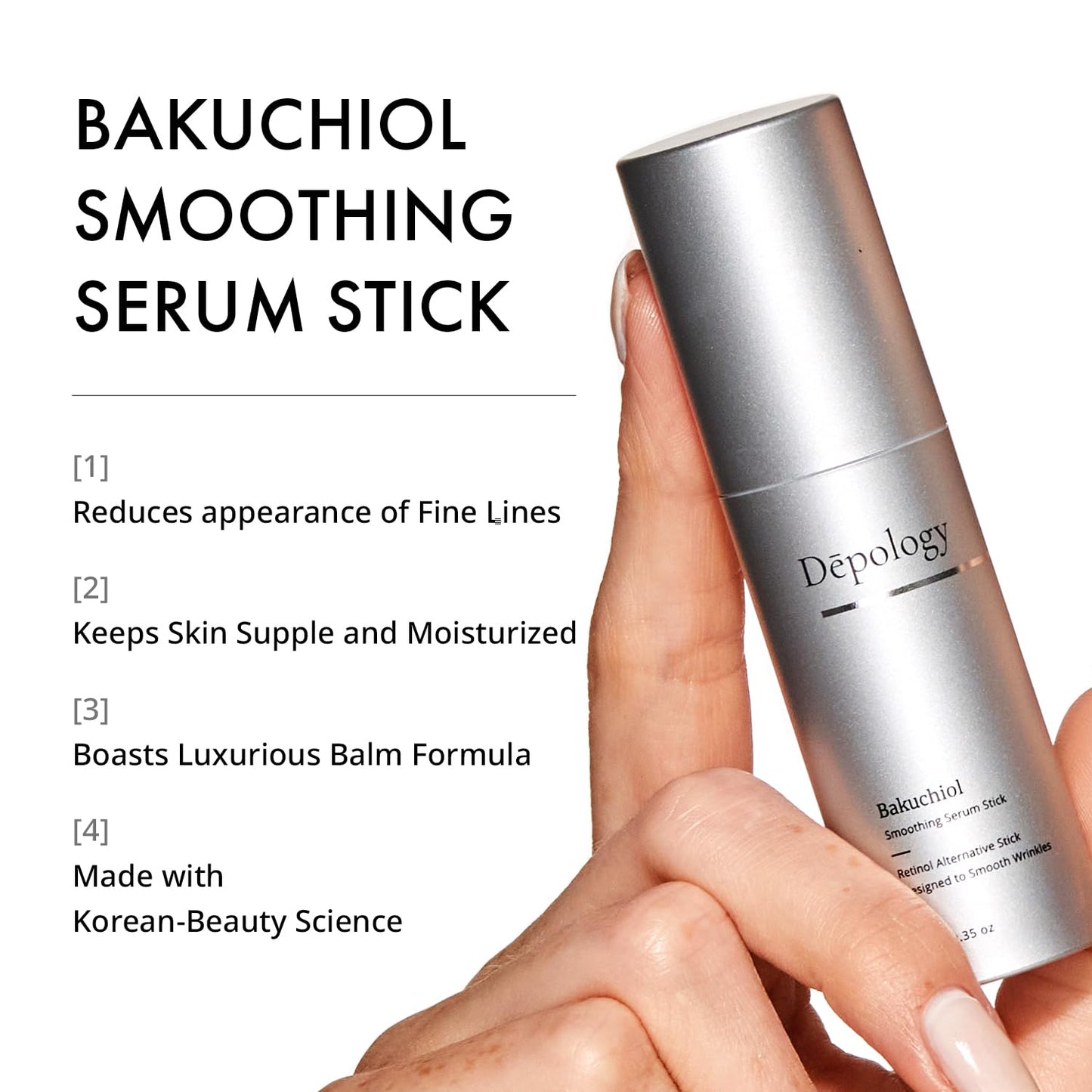 Depology Bakuchiol Smoothing Serum Stick | Hydrating Serum Stick for Wrinkles & Fine Lines | Facial Balm Moisturizer | Korea Beauty & Personal Care