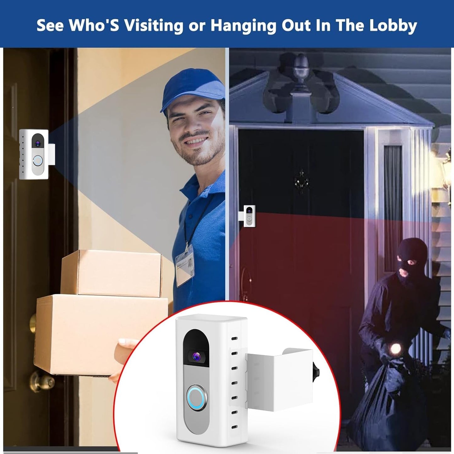 KIMILAR Anti-Theft Video Doorbell Mount Compatible with Most Wireless Video Doorbell, Adjustable Mounting Bracket Accessories for Houses, Apartments, Businesses