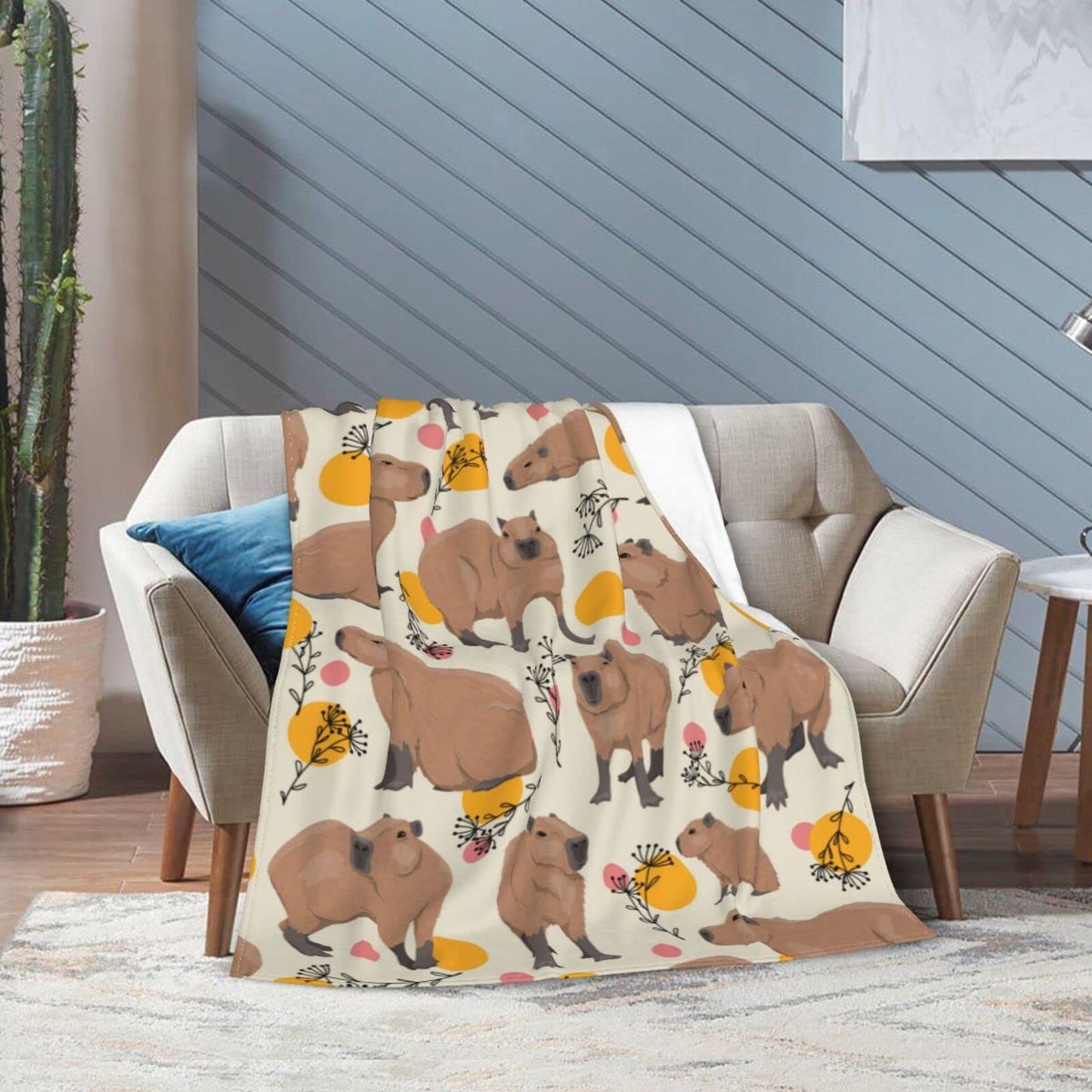 Yossyaog Capybaras Blanket Capybara Gift Party Decorations Plush Blanket for Bedroom Couch Sofa Kids Adults All Seasons, 60"x80"