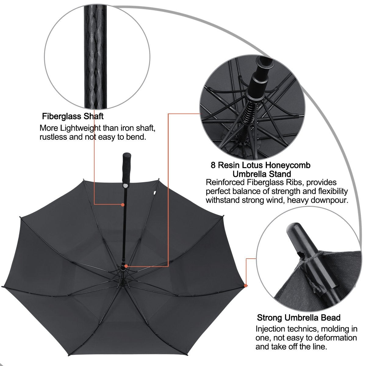 G4Free 47/54/62/68 Inch Automatic Open Golf Umbrella Oversize Extra Large Double Canopy Vented Windproof Waterproof Stick Umbrellas