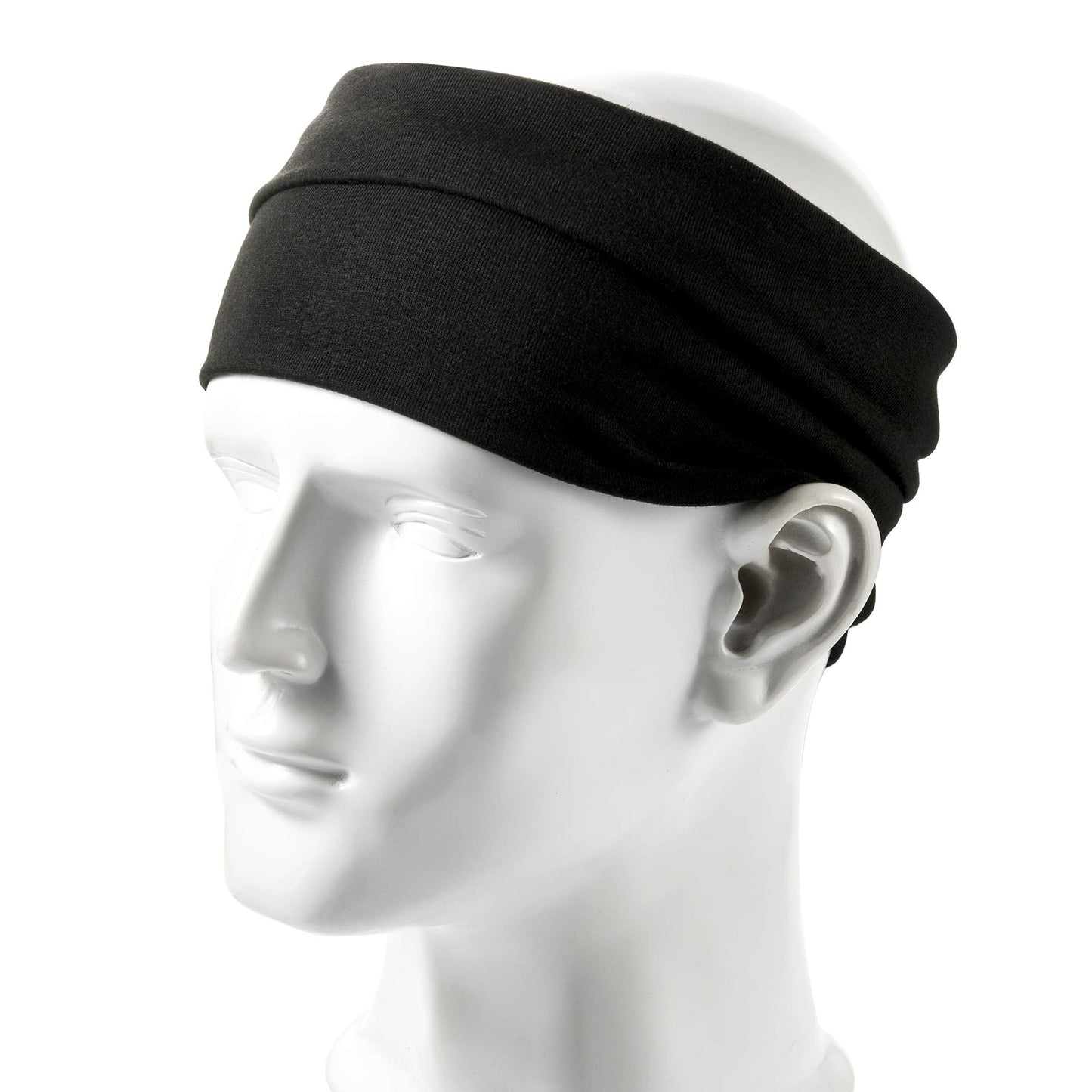 CM Extra Wide 5 Inches Soft Stretchy Yoga Fashion Headband, Black Color, 2 Pieces