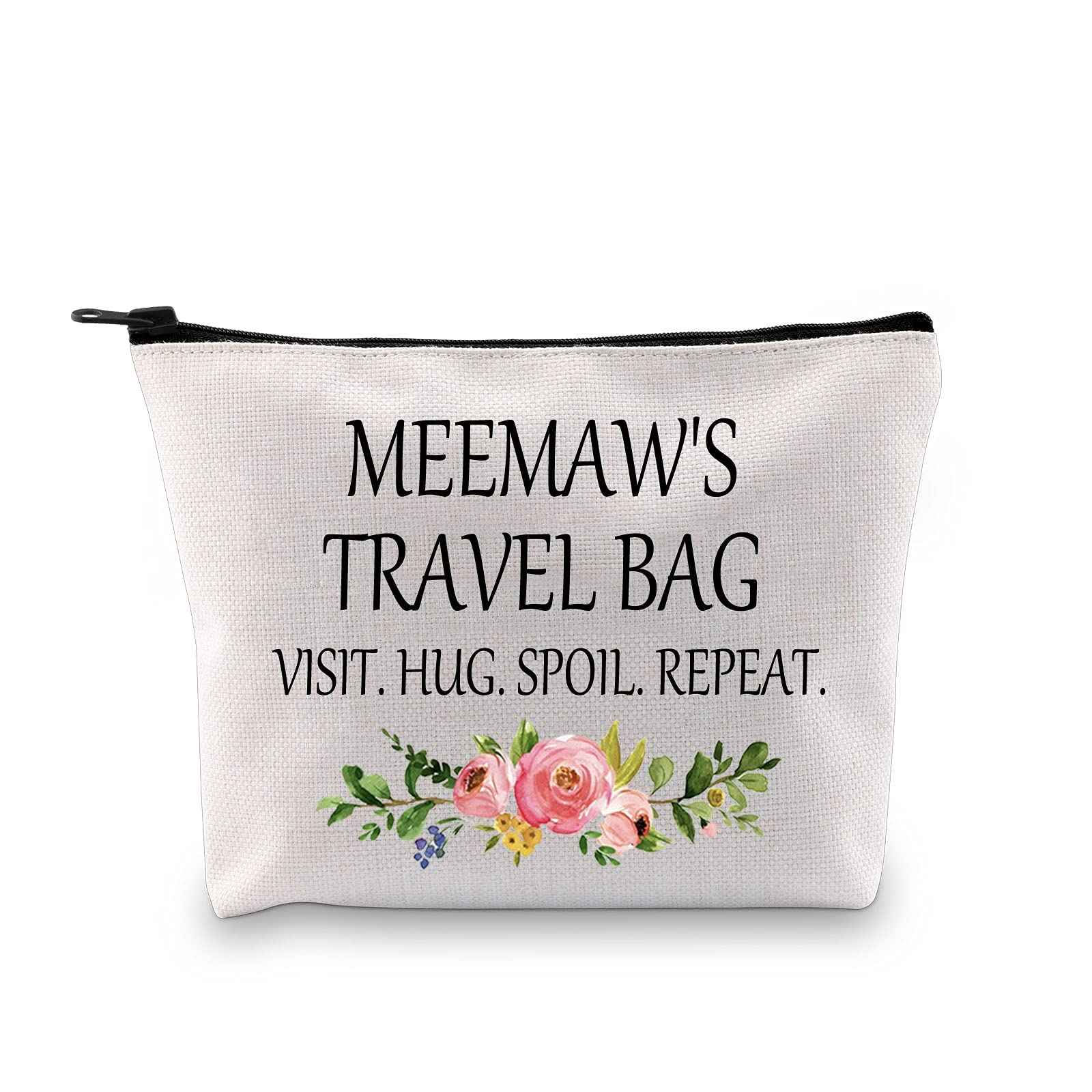GJTIM Meemaw Gift Grandmother Gift Mother Day Zipper Pouch Cosmetic Bag Birthday Gifts for Grandma (Meemaw's Travel Bag)