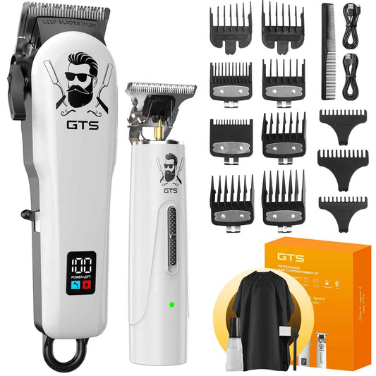GTSPro Hair Clippers for Men, Clippers and Trimmers Set, Barber Clippers, Electric Hair Trimmer with Box, Gifts for Men White
