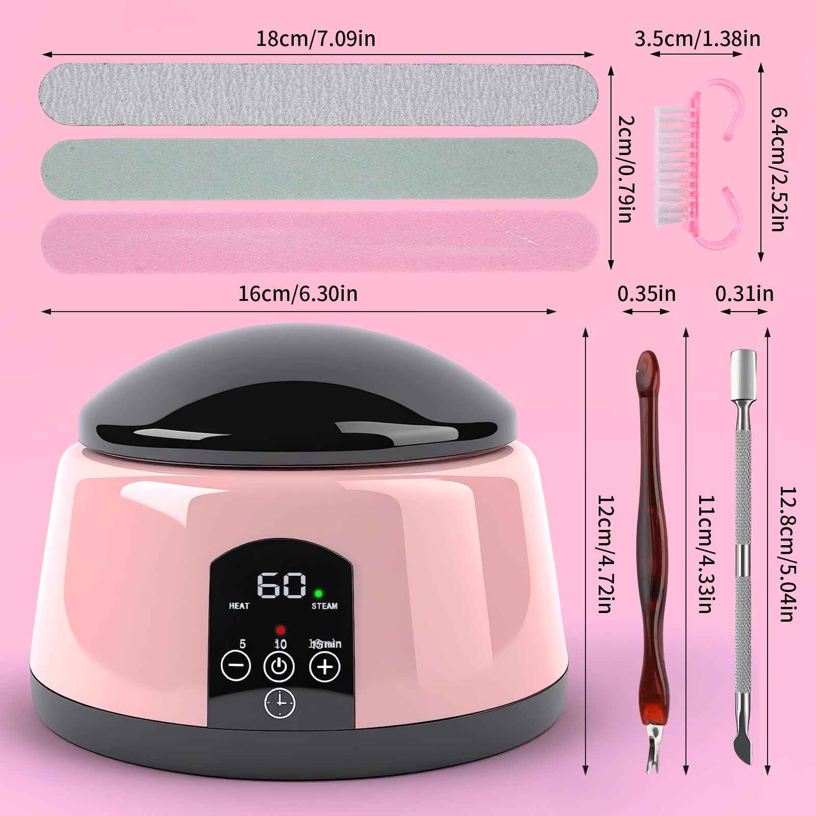 ANGNYA Electric Nail Soaking Bowl, Adjustable Temperature Gel Nail Polish Remover Machine Automatic Quick Remove Gel Steam Soak off Gel Polish Remover Electric Nail Polish Remover Nail Salon Home DIY