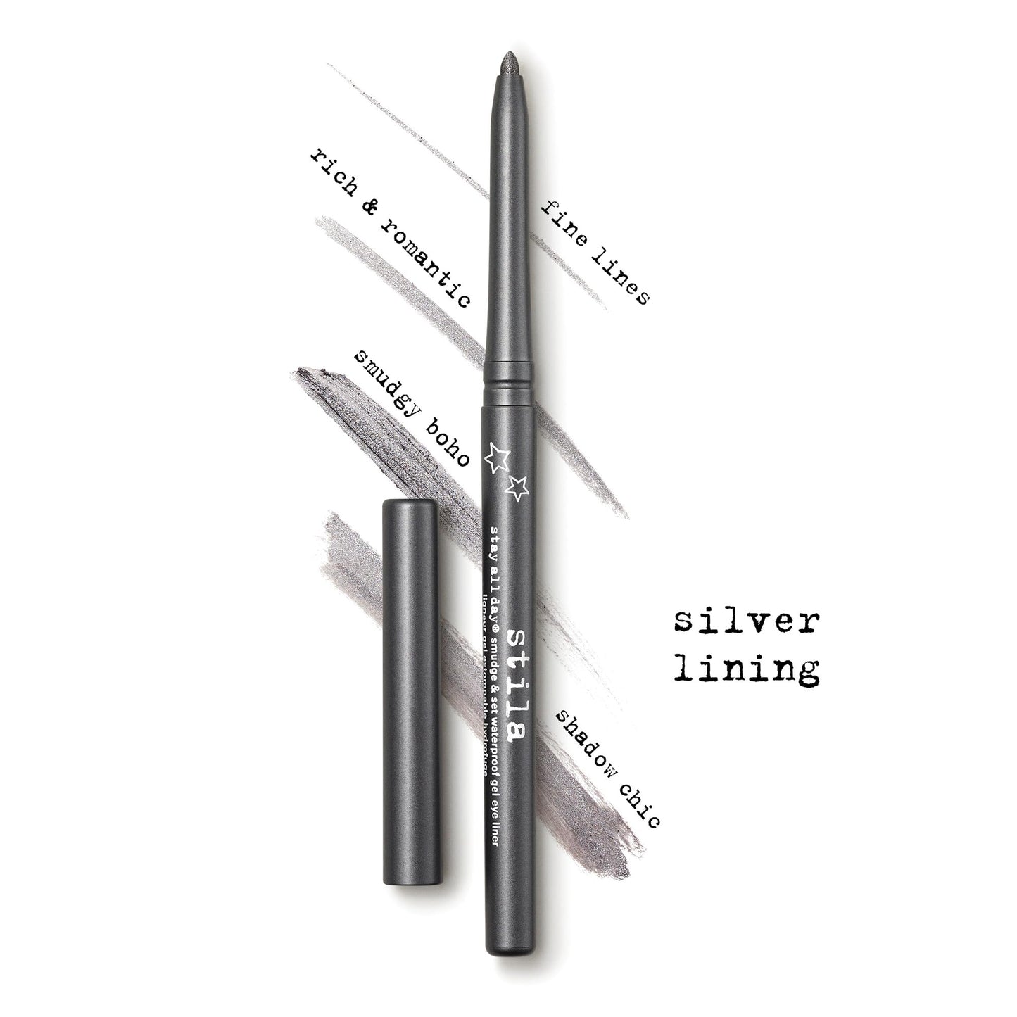 stila Stay All Day Smudge & Set Waterproof Gel Eye Liner Waterline-Safe, Long-Lasting Color Wear, Smooth Glide Eyeliner Pencil or Eyeshadow Silver Lining