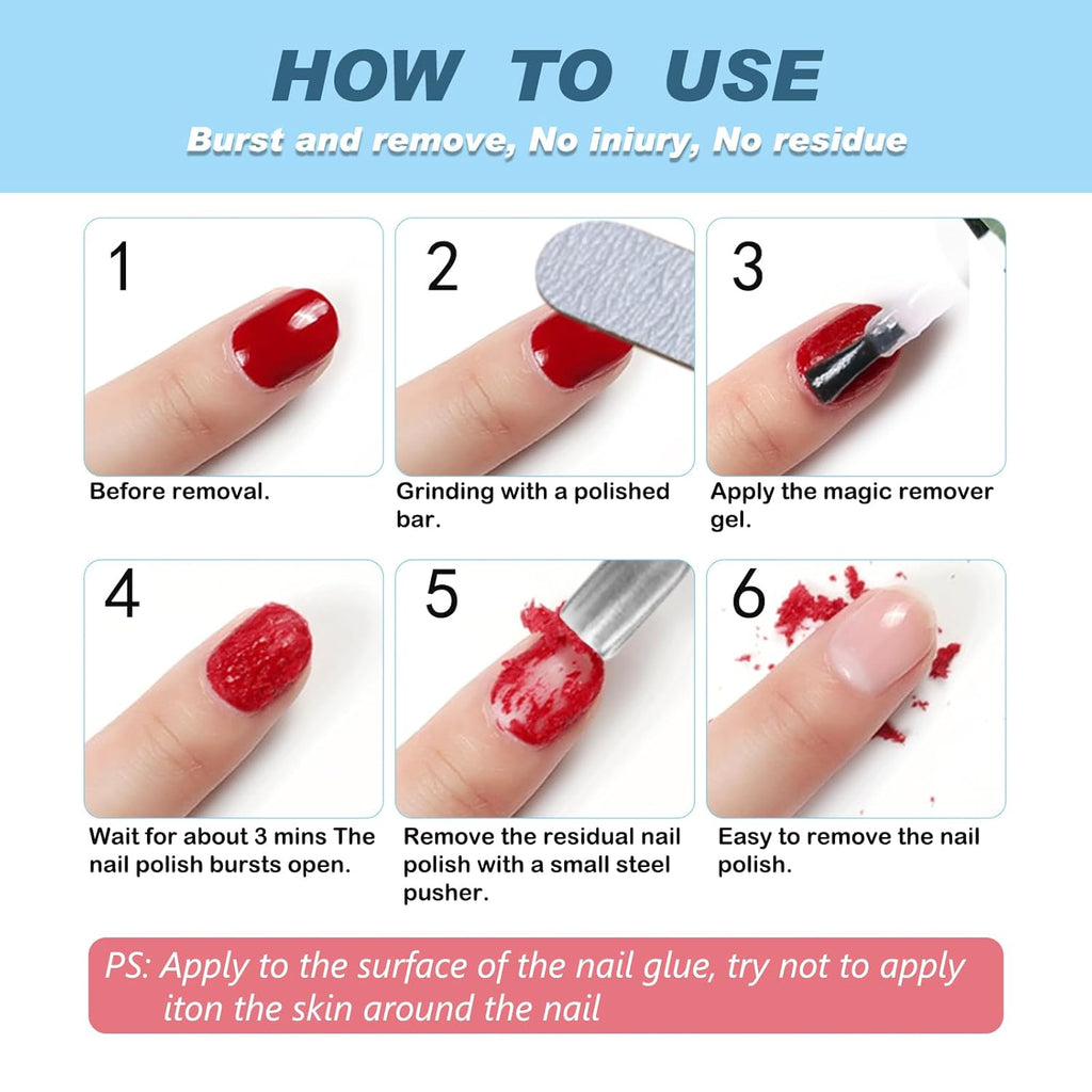 Gel Nail Polish Remover, (2pcs) Gel Polish Remover for Nails, No Need for Foil, Quick & Easy Polish Remover In 3-5 Minutes, No Need Soaking Or Wrapping-15ml