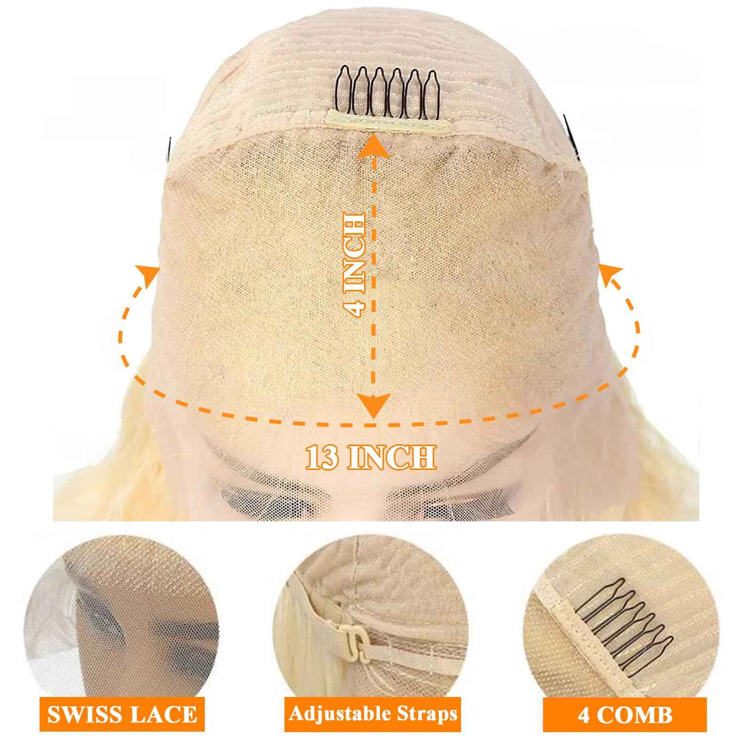 613 Short Bob Wig Human Hair Blonde Bob Wig HD Lace Front 8 Inch Short Bob Human Hair Wigs 180% Density Frontal Wigs Pre Plucked with Baby Hair for Black Women