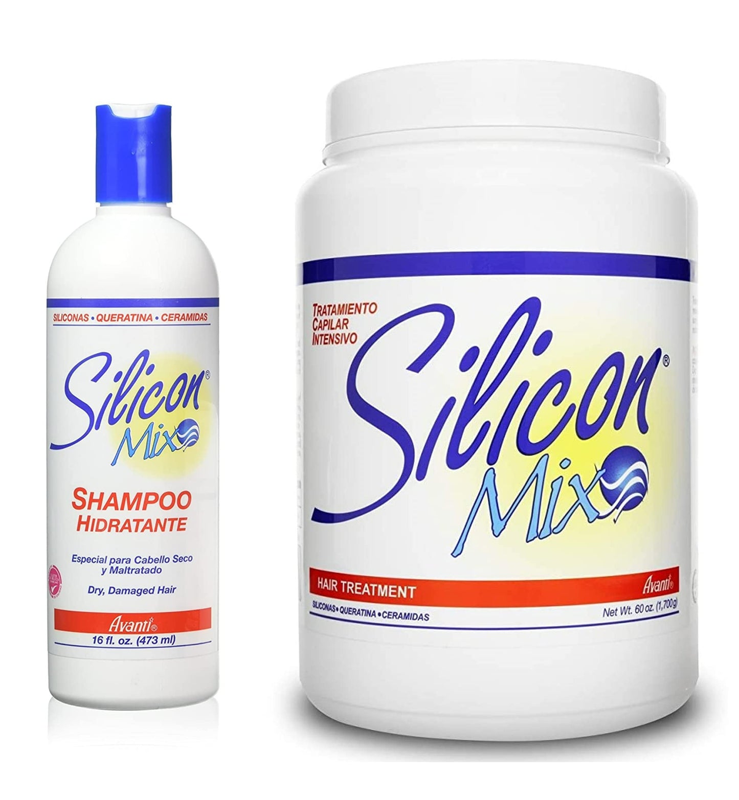 Silicon Mix Hidratante Shampoo 16 Oz and Hair Deep Treatment 60 Oz Combo by Silicon Mix