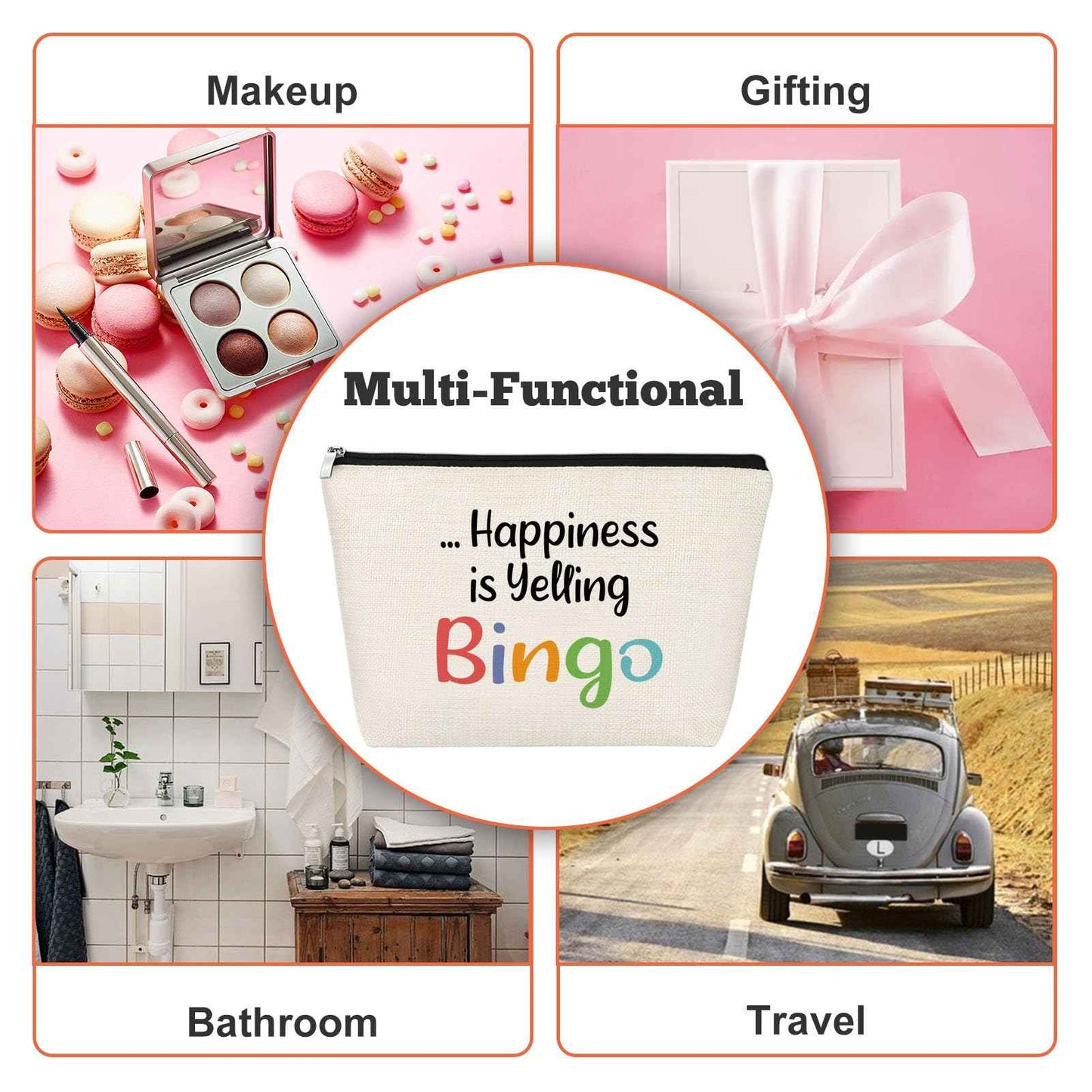 Gfhzdmf Bingo Lover Gifts for Women Makeup Bag Bingo Game Gifts for Bingos Player Gambler Gift Casino Lover Gift Christmas Birthday Present for Her Friends Travel Cosmetic Pouch