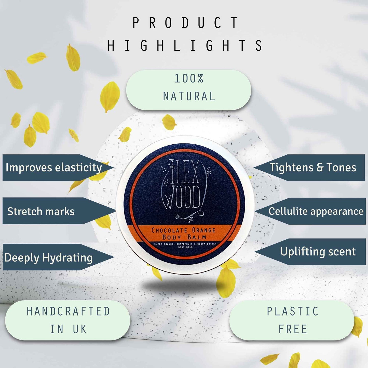 The Ilex Wood - Chocolate Orange Body Balm. Orange and Cocoa Butter Vegan Body Balm. 100% Natural Moisturising Body Butter Cream. - 250ml (8.45 fl oz)