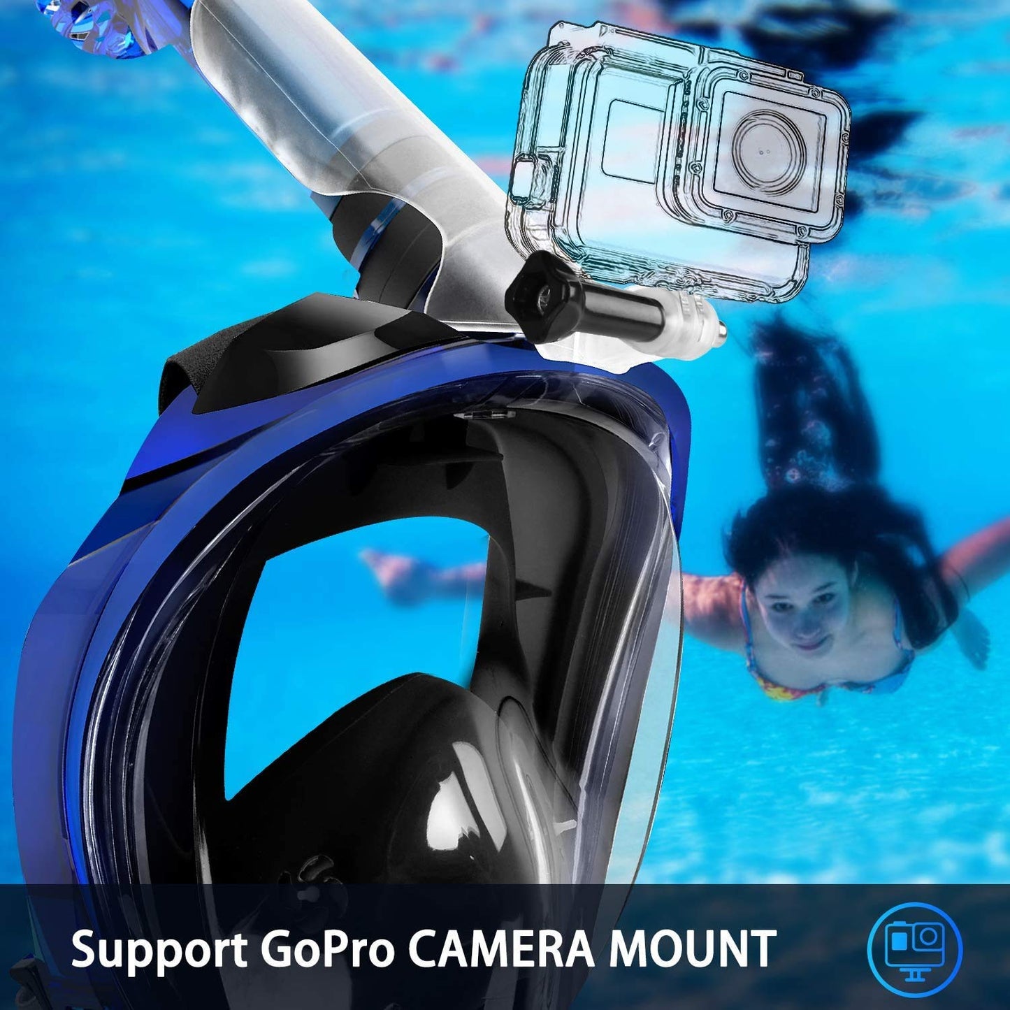 Greatever G2 Full Face Snorkel Mask with Latest Dry Top System,Foldable 180 Degree Panoramic View Snorkeling Mask with Camera Mount,Safe Breathing,Anti-Leak&Anti-Fog