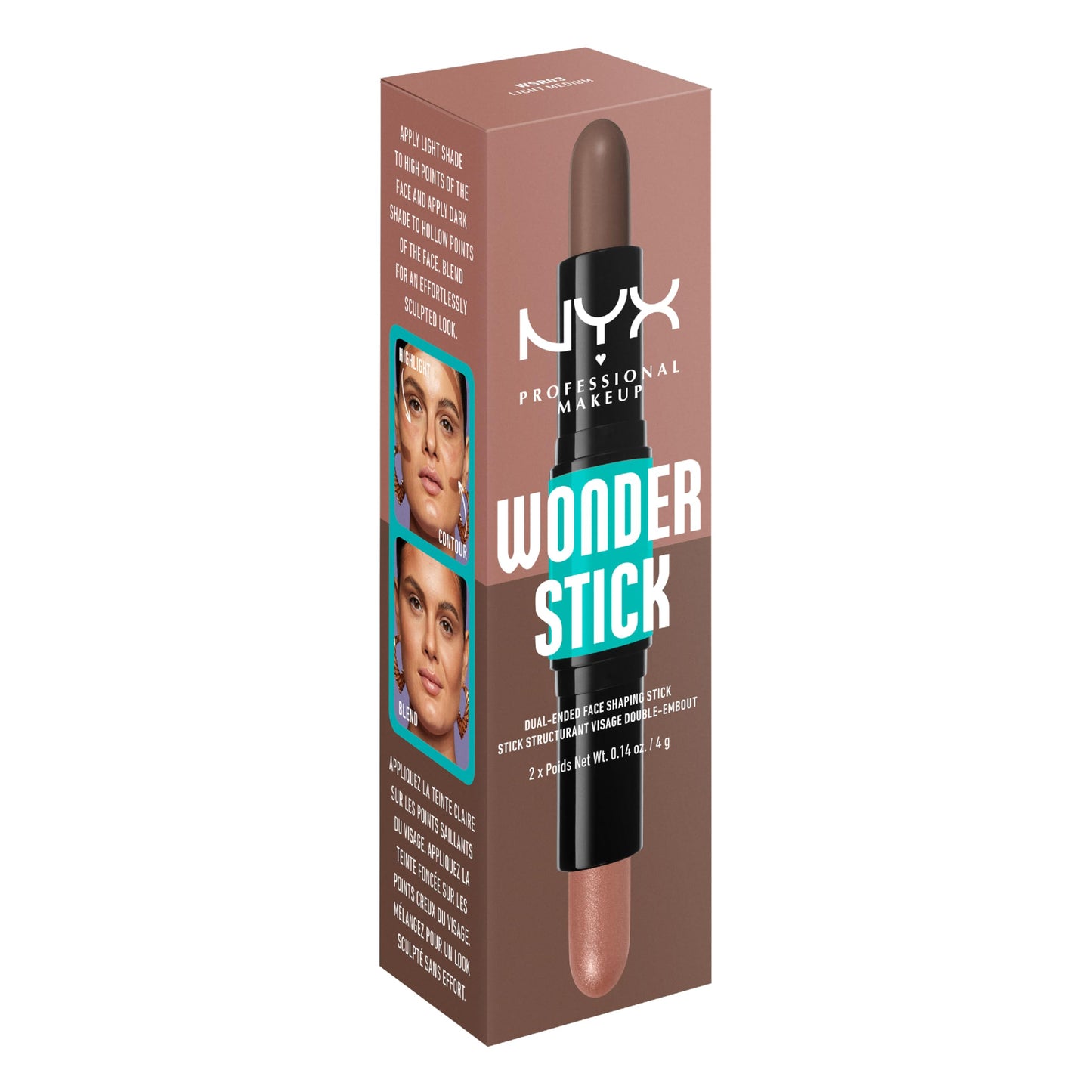 NYX PROFESSIONAL MAKEUP Wonder Stick, Face Shaping & Contouring Stick - Light Medium