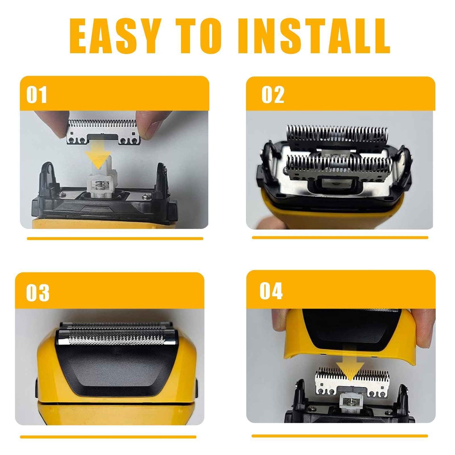 Yellow Shaver Replacement Foils, Cutters and Head Compatible with Wahl 7061 Series- Model 7045-100, 2 Packs