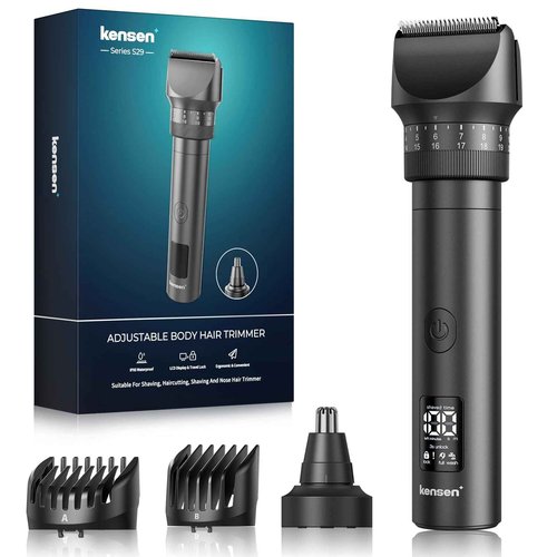 Beard Trimmer for Men - 42 Adjustable Length Settings Hair Clippers, Professional Body Hair Trimmer for Men Precision Facial Hair Trimming IPX6 Waterproof Nose Trimmers LED Display Mustache Trimmers