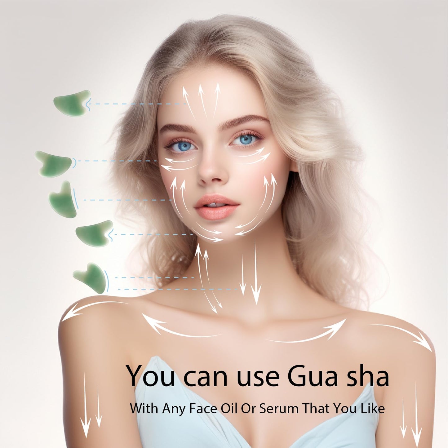 BLHLA Gua Sha Facial Tools for Skin Care Massage Tools for Self Care Jade Body Gua Sha Stone Spa Kit Face Sculpting Tool for Beauty Puffiness Reduction Muscle Tension Relief Jawline Sculptor