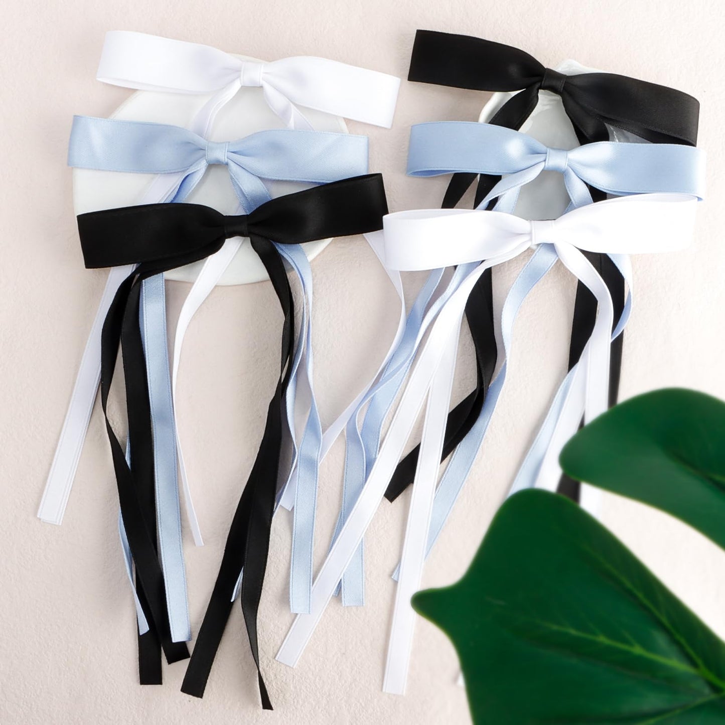 6PCS Hair Accessories for Women & Girls: Tassel Bowknot Duckbill Clips for Thick & Thin Hair - Cute Ribbon Bows