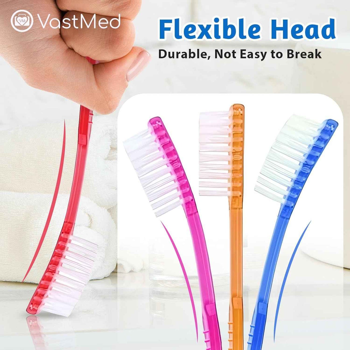 VASTMED 200 Pcs Disposable Pre-Pasted Toothbrushes Individually Wrapped Pre Pasted Toothbrush | Single Use Waterless Tooth Brush for Hotel, Camping, Homeless Gift | Multi Color