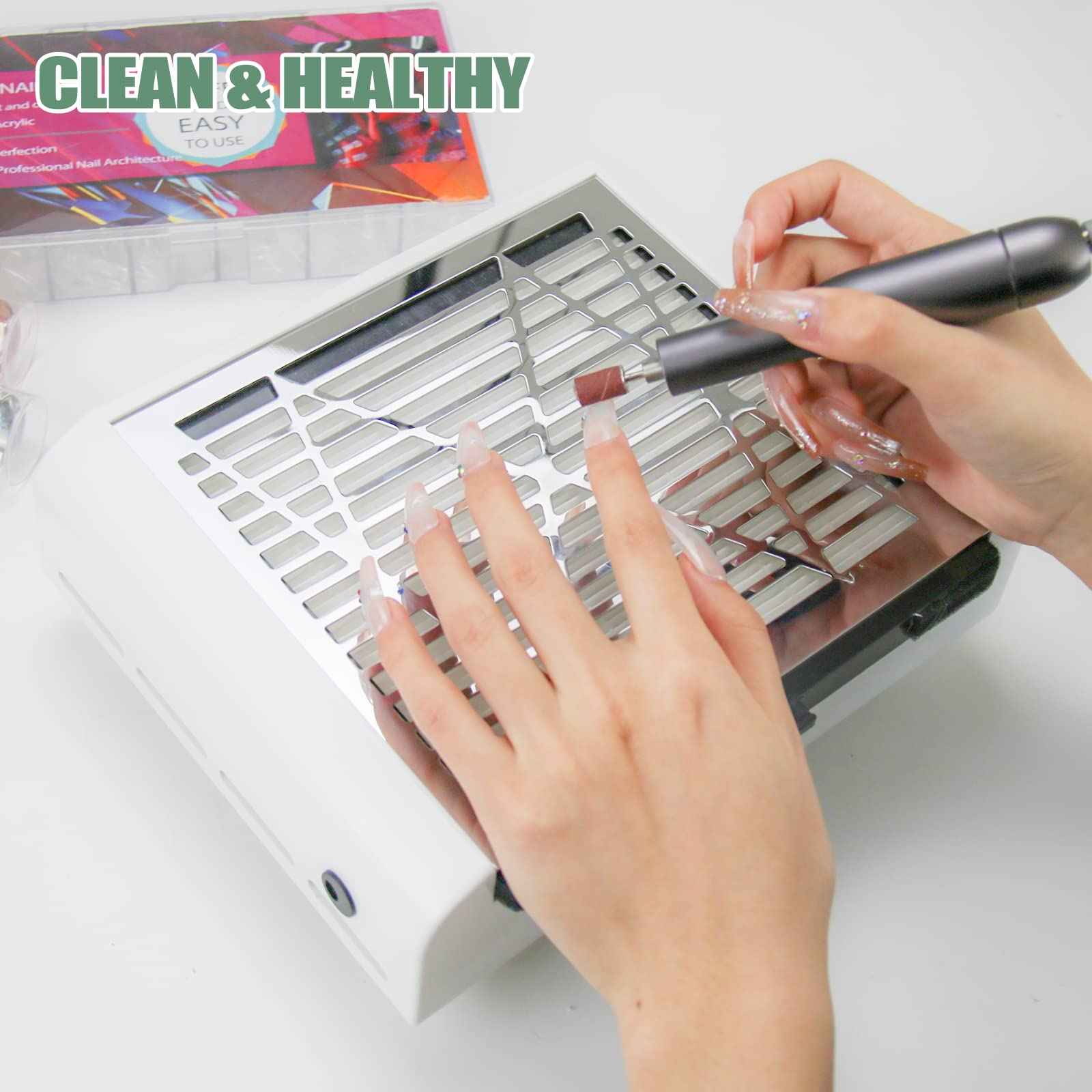 BQAN Nail Dust Collector, 40w Dust Collector Nail Tech Supplies, Dust Extractor with 1 Pc Dust Brush, Vacuum Dust Collector Fan Nail Tech Must Haves