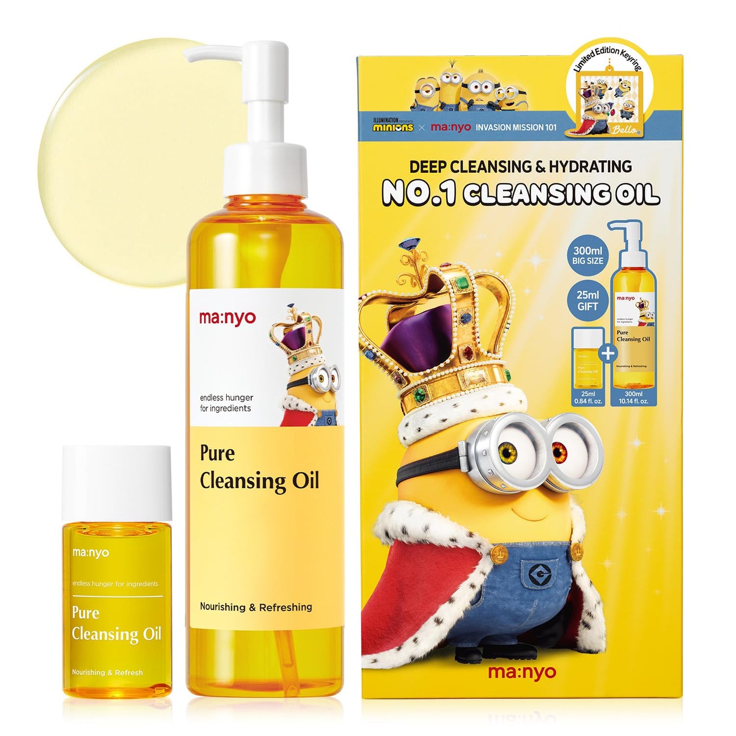 ma:nyo Pure Cleansing Oil Korean Facial Cleanser, Blackhead Melting, Daily Makeup Removal with Argan Oil, for Women Korean Skin care (Minions Edition)