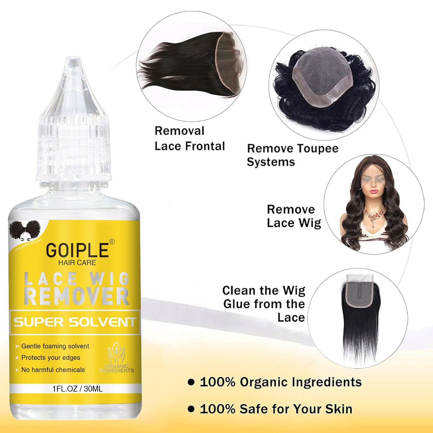 Wig Glue Lace Glue for Lace Front Wigs, Strong Hold Lace Front Wig Glue for Wigs, Lace Adhesive Hair Replacement with Wig Glue Remover, Wig Melting Band, Hair Wax Stick, Edge Control Edge Brush