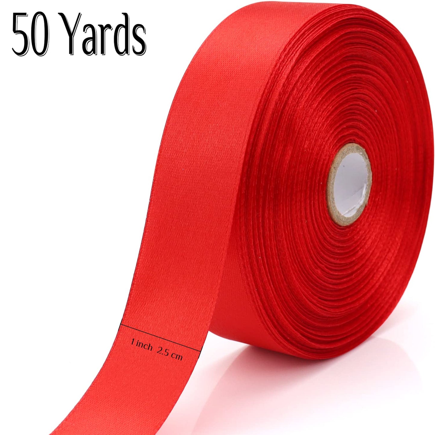 Nsilu 1 inch, Red Ribbon for Gift Wrapping 50 Yards Perfect Wedding Party Wreath Sewing DIY Hair Accessories Decoration Floral Hair Balloons Other Projects