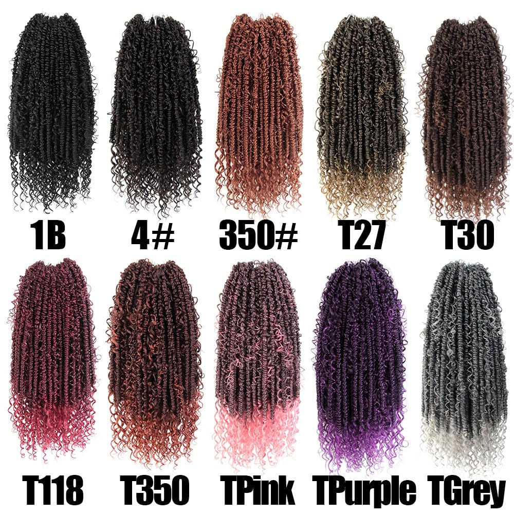 NISEYO Goddess Passion Twist Crochet Hair with Curly Ends 18 Inch, 8 Packs Boho Style Crochet Passion Twist Hair Pre looped, Long Pre-twisted Boho Braids (1B,Natural Black)