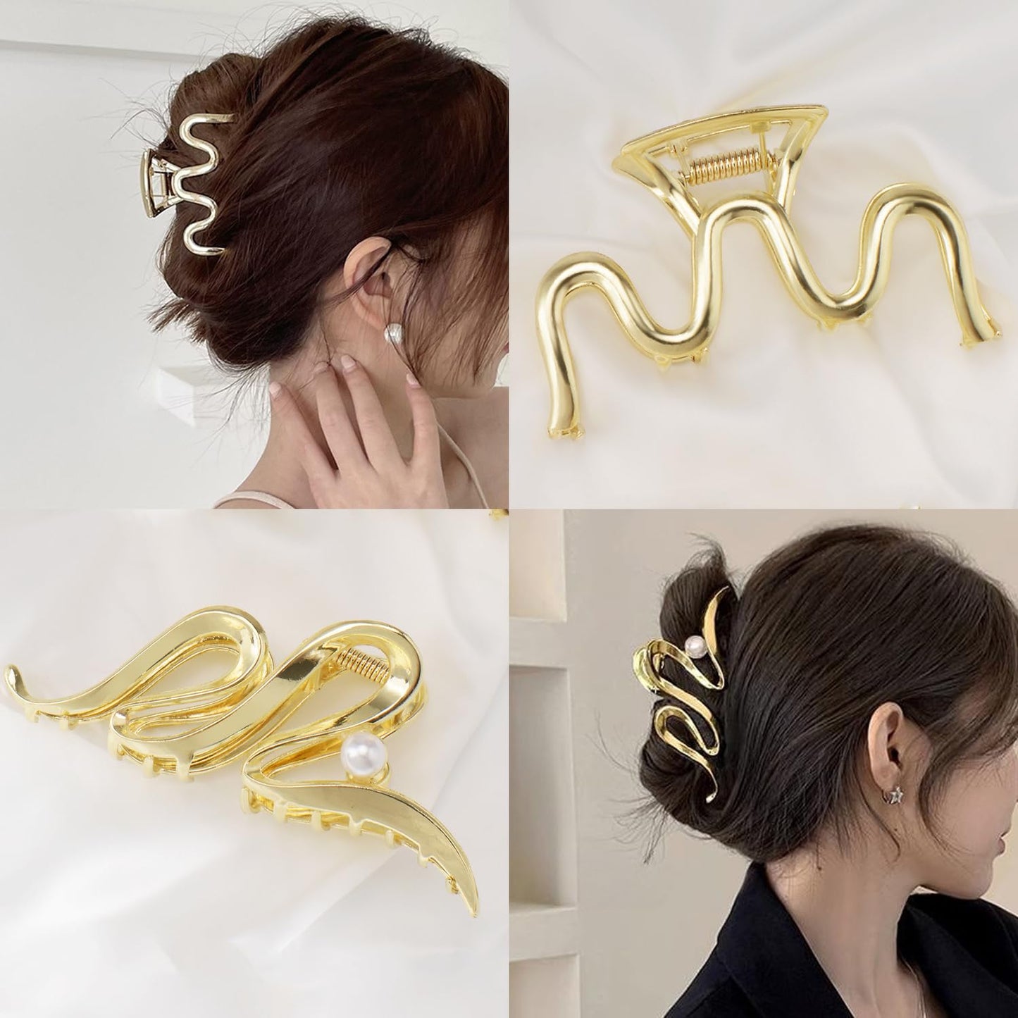 Mehayi 3 PCS Metal Large Hair Claw Clips for Thick Heavy Hair, Big Non-Slip Hair Catch Barrette Jaw Clamp, Strong Hold Claw Barrettes for Long Hair, Fashion Hair Styling Accessories for Women Girls