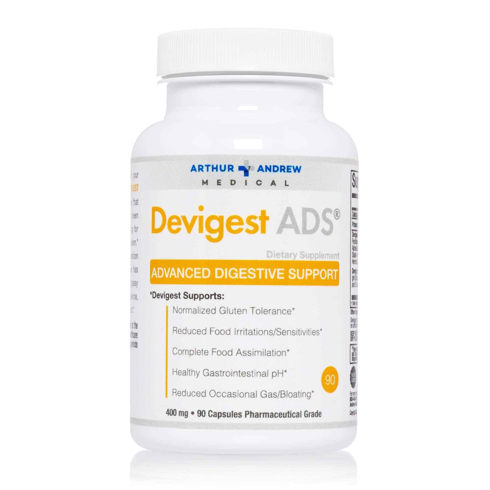 Arthur Andrew Medical - Devigest ADS, Advanced Digestive Support, Relief for Lactose Intolerance and Casein Sensitivities, Vegan, Non-GMO, 90 Capsules