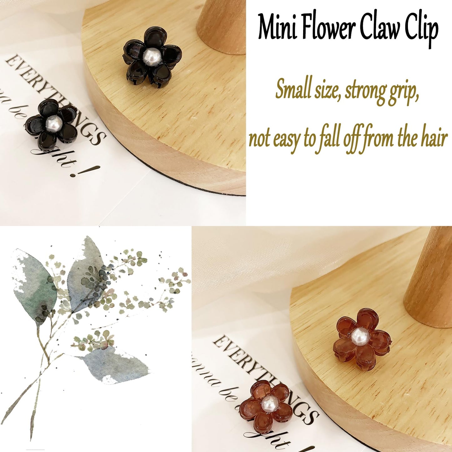 20 PCs Mini Crystal Claw Hair Clips for Short, Thick, or Thin Hair - Pearl Flower Accessories for Toddler Girls and Women