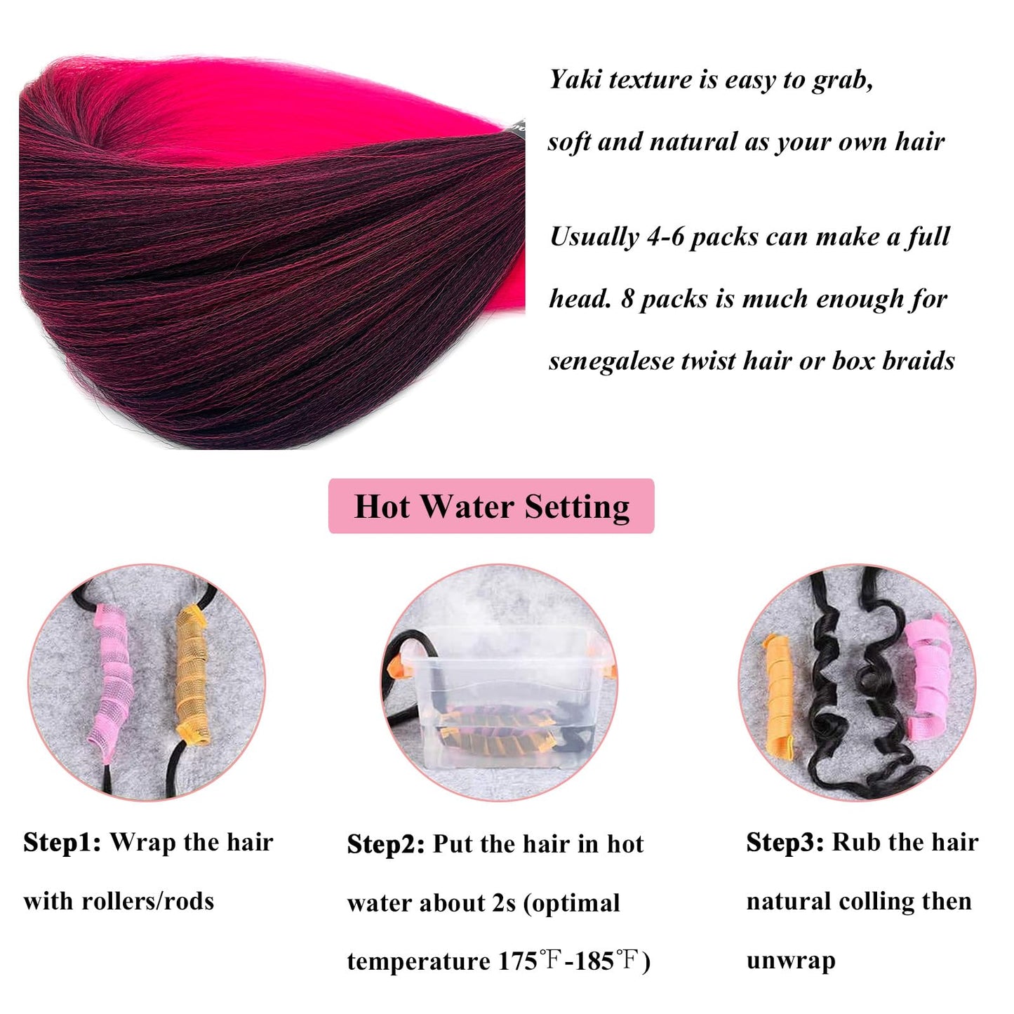 UPruyo Pink Ombre Braiding Hair Pre Stretched Kanekalo Mixed 1b Pink Braiding Hair Extensions for Braiding Box Braids Knotless Prestretched Braiding Hair Ombre 26 inch