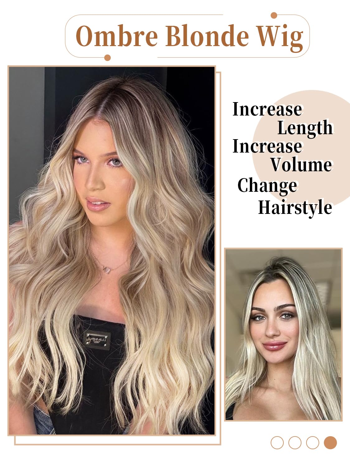 XIXIBI Long Dirty Blonde Wigs for Women, 26 Inch Ombre Blonde Curly Wavy Wig, Middle Part Lace Front Natural Looking Synthetic Wig for Daily Party Use