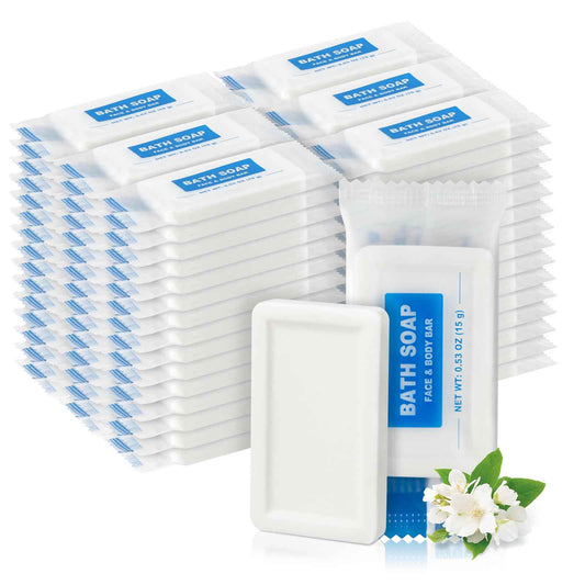 HAIFOTRVA 100 Pack Mini Travel Size Bar Soap Bulk,0.53 oz/15 grams Individually Wrapped Small Disposable Hotel Soap Bars Toiletries for Church,Homeless Gifts,Bathroom,Guest