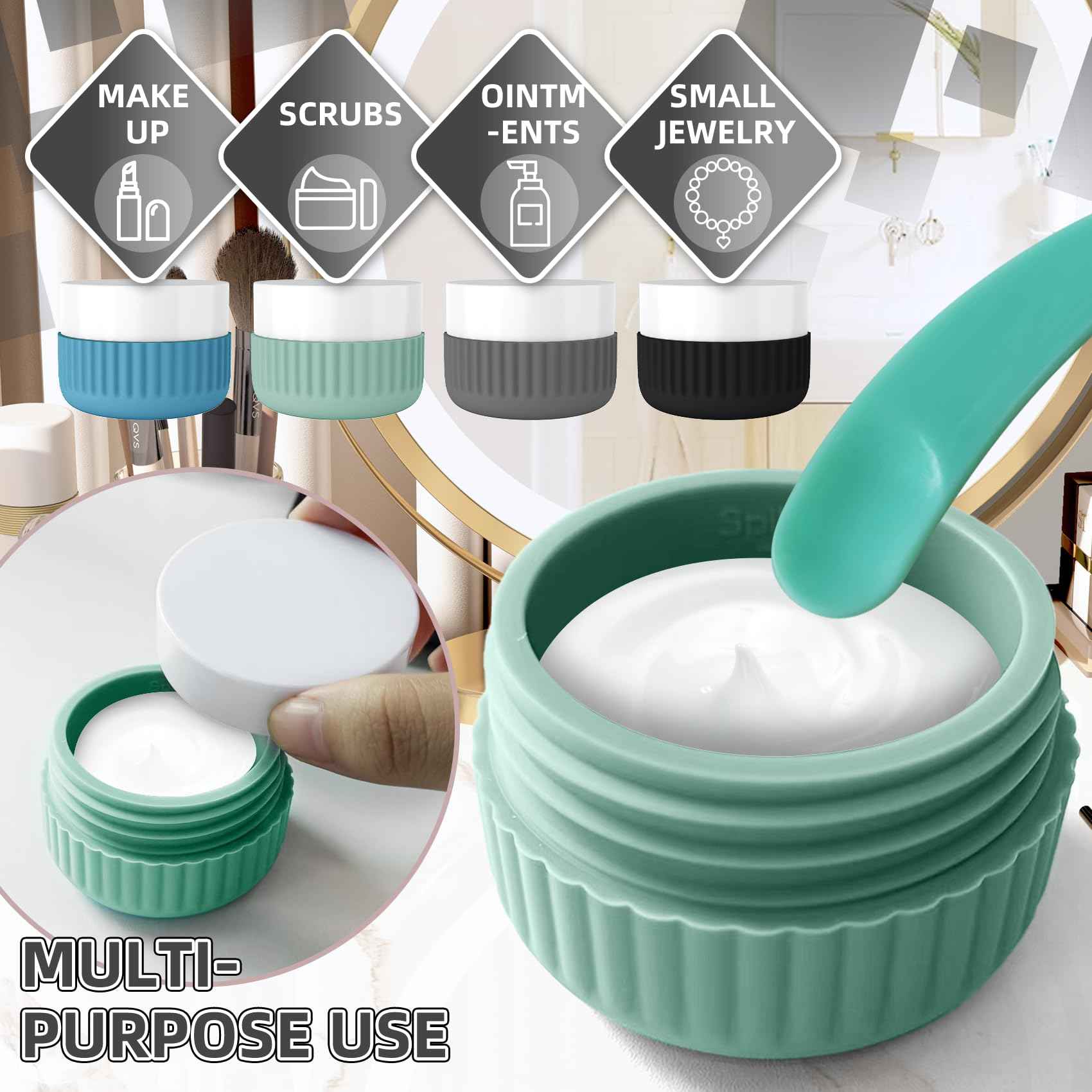 Travel Bottles for Toiletries, Leakproof Silicone Squeezable Cosmetic Liquids Bottles in Travel Size with Clear Bag, TSA Approved Refillable Cosmetic Container Kits for Shampoo and More (Blue)