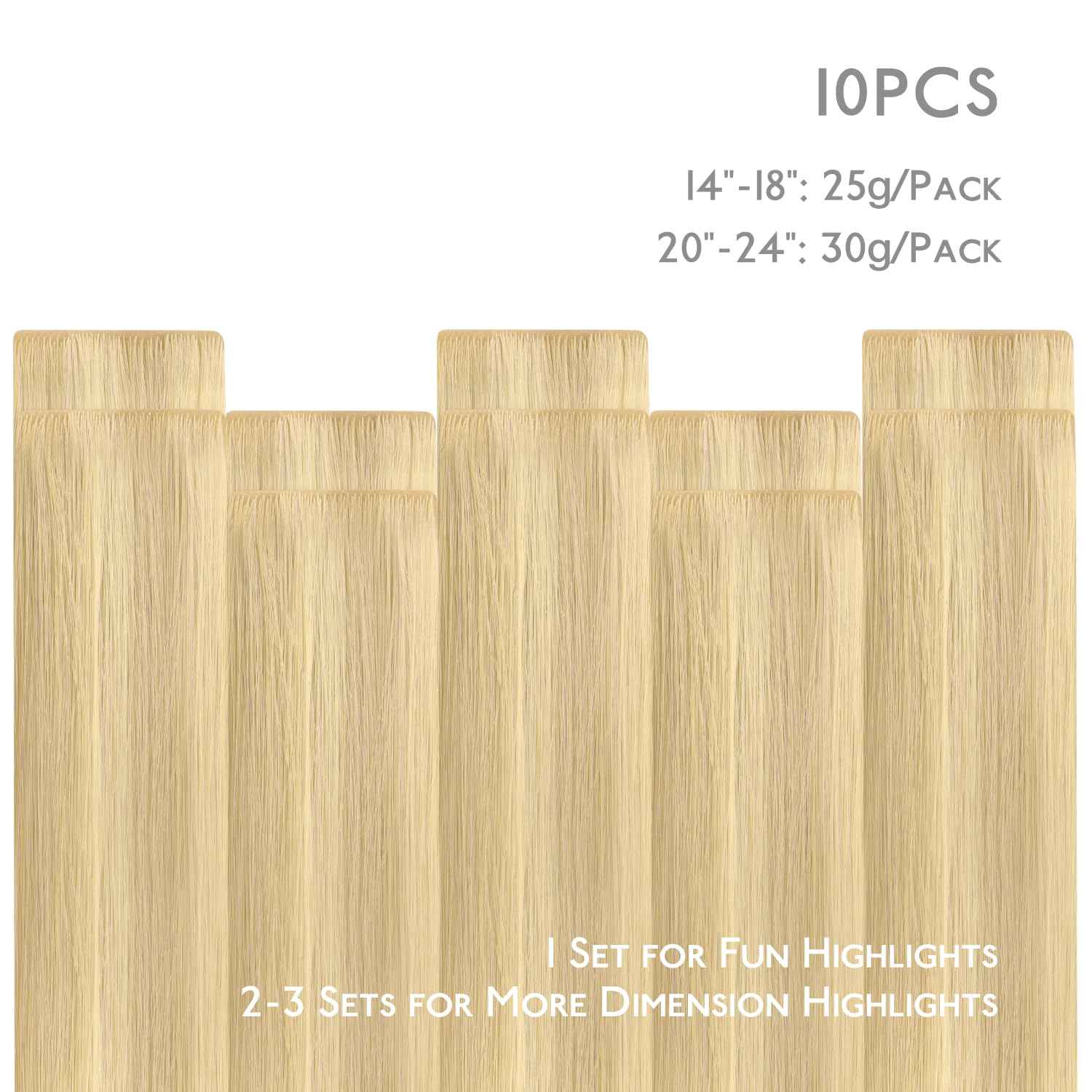 WENNALIFE Invisi Edge Tape in Hair Extensions Human Hair, 18 Inch 25g 10pcs Light Blonde Highlighted Golden Blonde Invisible Luxury Remy Hair Extensions Natural Seamless Injected Straight Extensiones