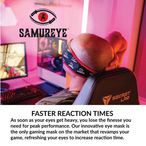 Bruder Samureye Gaming Enhancement Mask l Microwaveable moist heat mask l Improve gaming performance l Faster Reaction Times l Rejuvenates and Refreshes Eyes l Comfortable adjustable and hand washable
