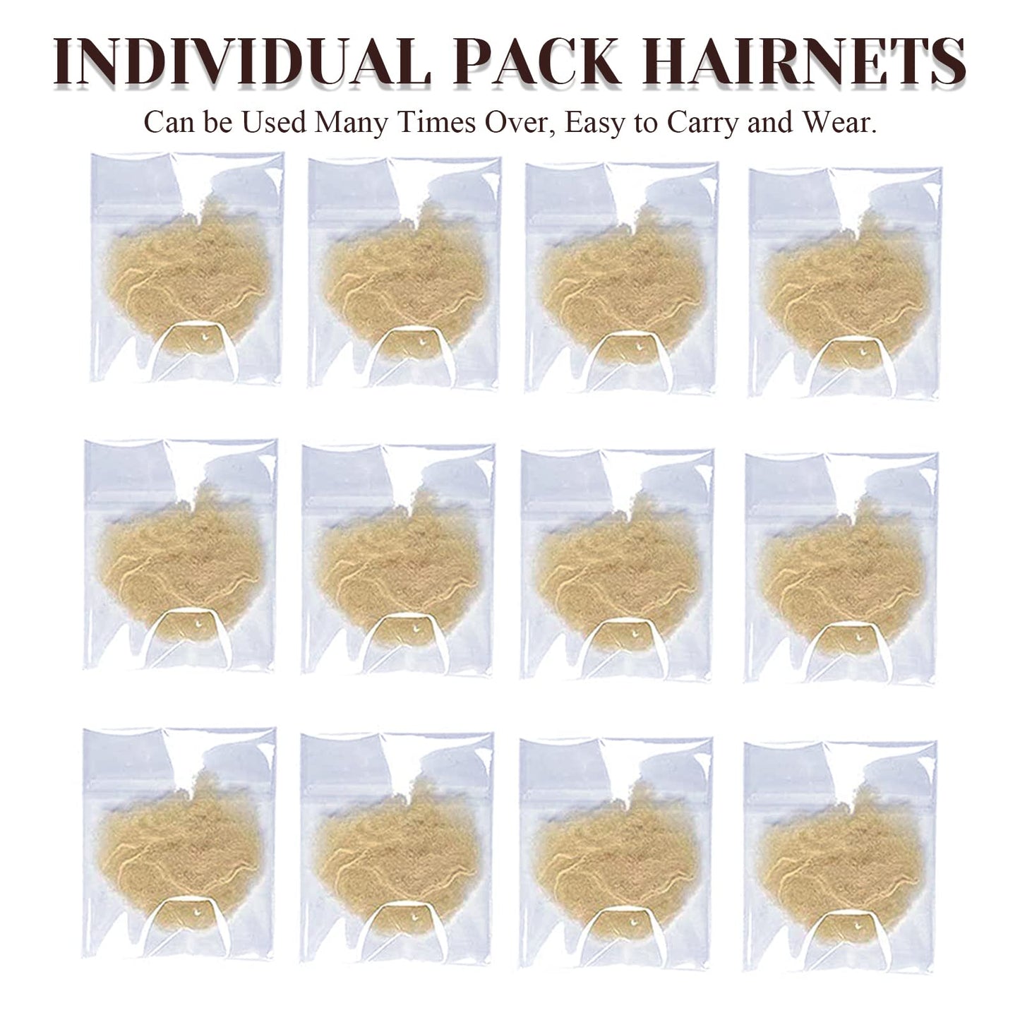 KKTOCHVC 15pcs 20 Inches Reusable Hair Nets Invisible Hairnets Elastic Edge Mesh 50cm (Light Coffee-30pcs)