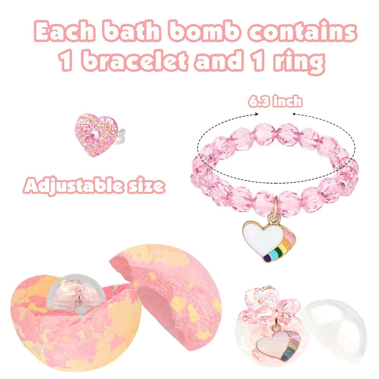 Bath Bombs for Kids Girls with Surprise Inside 6 Large Organic Bubble Kids Bath Bombs with Jewelry Toys Inside Safe & Natural Bathbombs Birthday Christmas Easter Surprise Princess Gifts Set for Girls