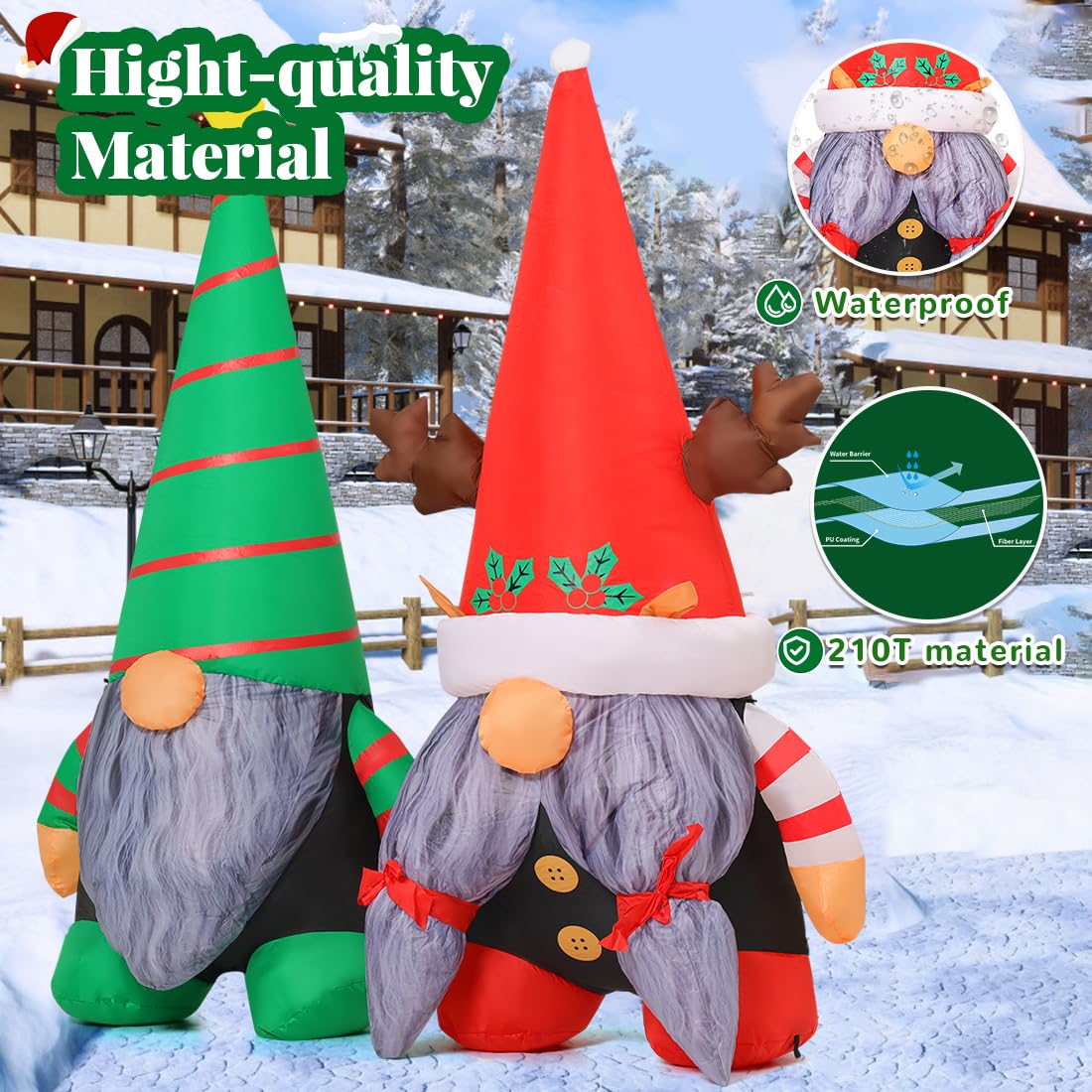 GOOSH 5.4 FT Christmas Inflatable Outdoor Decoration, Blow Up Gnomes Built-in LEDs, Holiday Inflatables for Indoor Outdoor Patio Lawn Birthday Party Xmas Gift