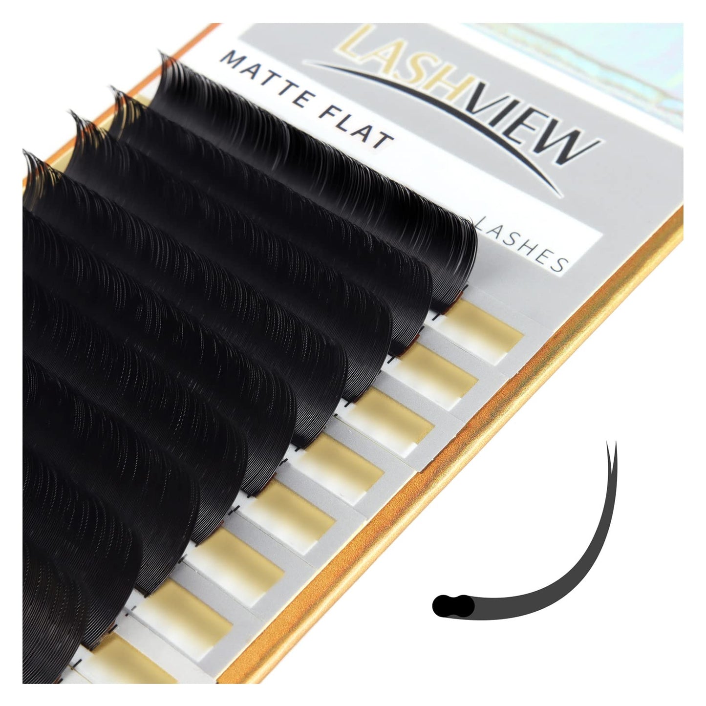 LASHVIEW Eyelash Extensions,Ellipse Flat Eyelash Extensions 0.15mm C Curl 8-15mm Mixed Tray,Mink Black,Individual Lashes,Super Matte Extremely Soft Professional Salon Use