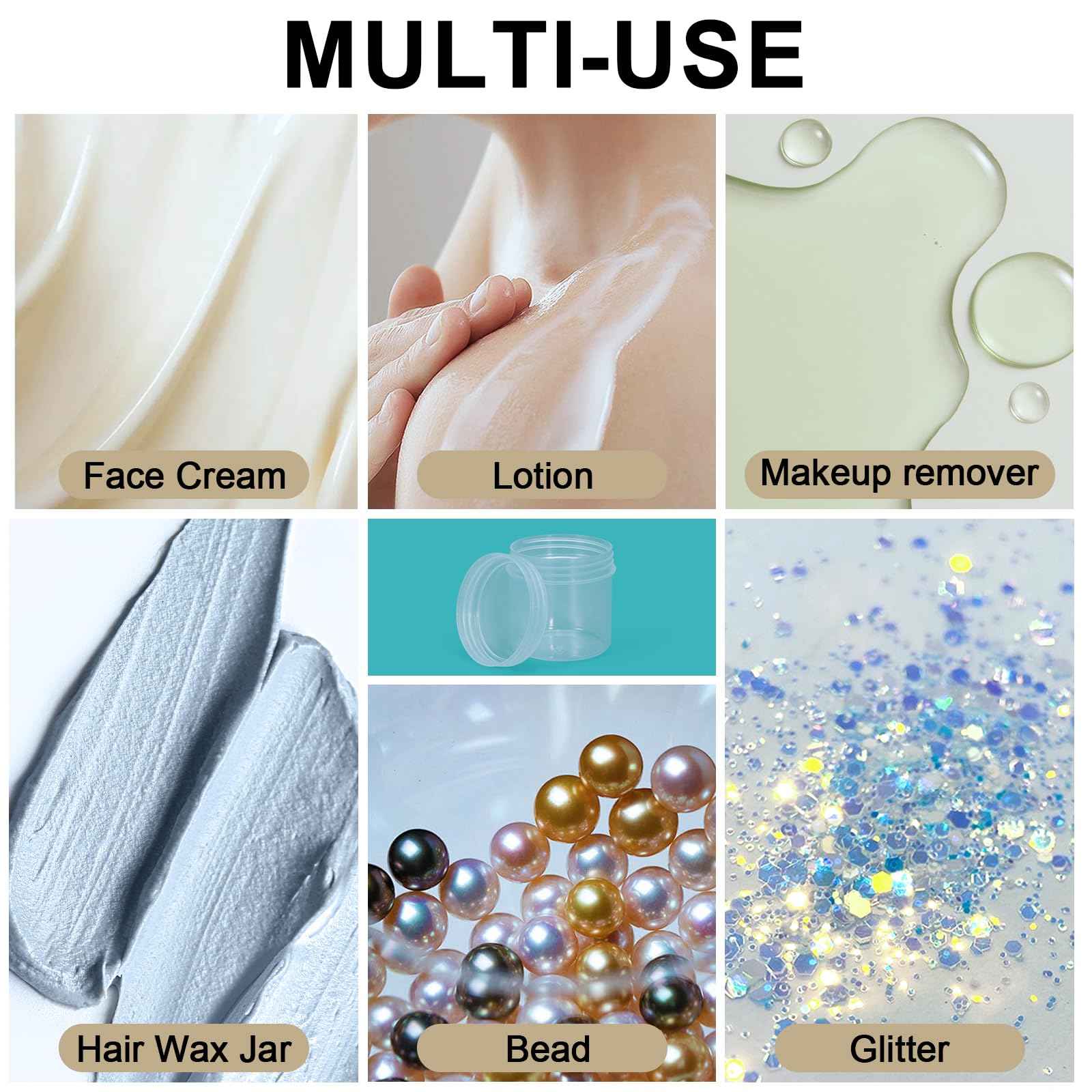 UMETASS TSA Approved Wide Mouth Travel Size Containers, PP Clear Leak Proof Travel Plastic Jars with Lids for Creams Lotion Cosmetic, Jewelry Beads, Sample, Small Items Storage (1 oz, 4 Pcs)